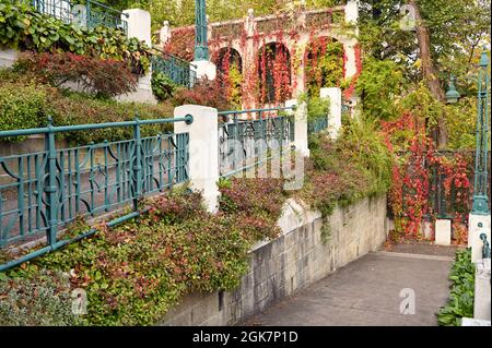 Strudlhofstiege Treppenhaus Detail Herbst Saison Wien Österreich Stockfoto