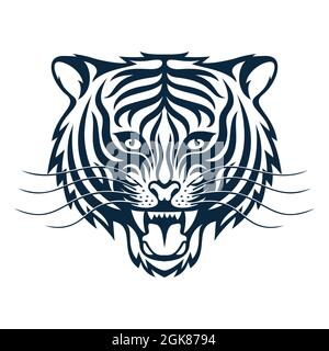 Brüllende Tigerin - stilisiertes Tattoo Stock Vektor