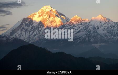 Abendansicht des Mount Dhaulagiri - Nepal Stockfoto