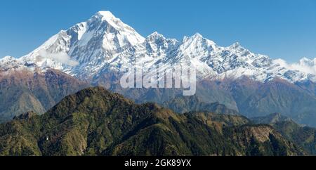 Blick auf Mount Dhaulagiri - Nepal Stockfoto