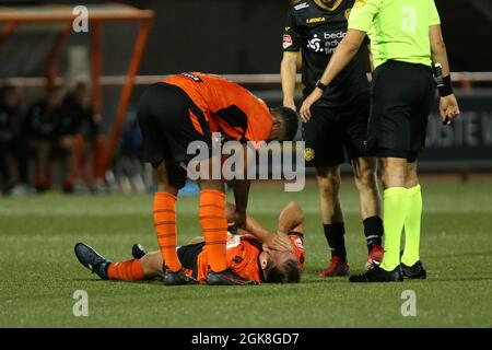 VOLENDAM, NIEDERLANDE - 13. SEPTEMBER: Damon Mirani vom FC Volendam während des Keukenkampioen Divisie-Spiels zwischen FC Volendam und Roda JC im Kras Stadion am 13. September 2021 in Volendam, Niederlande (Foto: Rene Nijhuis/Orange Picches) Stockfoto