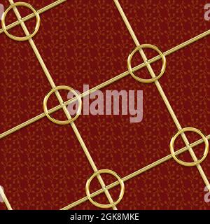 Barocke goldene Ketten und Linien mit buntem Hintergrund, kreatives Ornament-Design Stockfoto