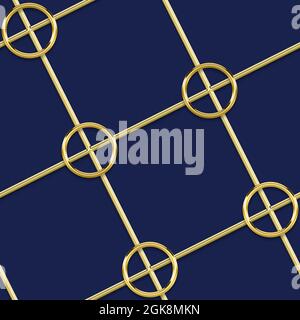 Barocke goldene Ketten und Linien mit buntem Hintergrund, kreatives Ornament-Design Stockfoto