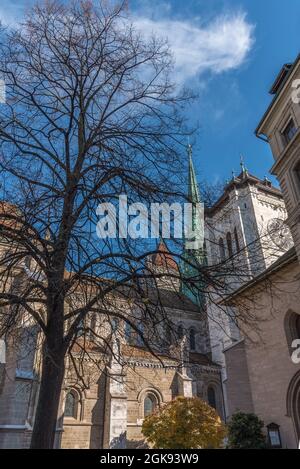 Die St.-Pierre-Kathedrale Von Genf. Schweiz Stockfoto