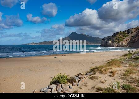 Stadt und Strand von Buggerru, Italien, Sardegna Stockfoto