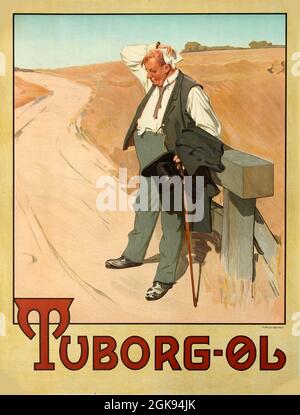 Klicken Sie auf Vintage Danish Alcohol Poster - Tuborg Beer, 1920er Jahre Stockfoto