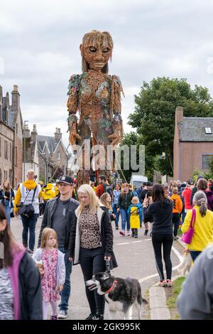 12. September 2021. Nairn, Highlands, Schottland, Großbritannien. Das ist STURM - 'die Ozeane steigen, und so ist STURM. Von den Machern von Big man Walking kommt ein f Stockfoto