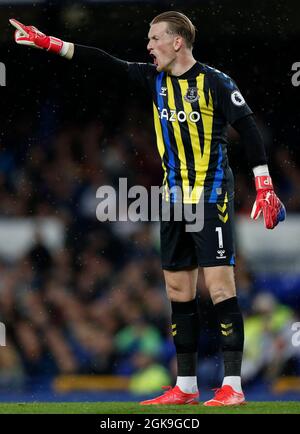 Liverpool, England, 13. September 2021. Jordan Pickford von Everton während des Spiels der Premier League im Goodison Park, Liverpool. Bildnachweis sollte lauten: Darren Staples / Sportimage Credit: Sportimage/Alamy Live News Stockfoto