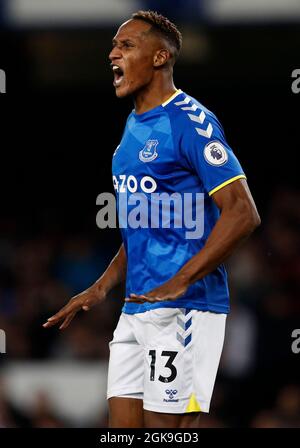 Liverpool, England, 13. September 2021. Yerry Mina von Everton während des Spiels der Premier League im Goodison Park, Liverpool. Bildnachweis sollte lauten: Darren Staples / Sportimage Credit: Sportimage/Alamy Live News Stockfoto