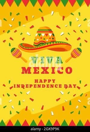 viva Mexico Happy Independence Day Vertikales Banner Stock Vektor