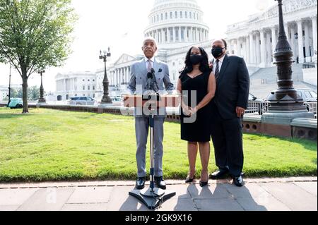 Washington, Usa. September 2021. Reverend Al Sharpton spricht im Capitol über die Gesetze zum Schutz der Stimmrechte. Kredit: SOPA Images Limited/Alamy Live Nachrichten Stockfoto