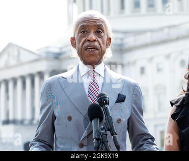 Washington, Usa. September 2021. Reverend Al Sharpton spricht im Capitol über die Gesetze zum Schutz der Stimmrechte. Kredit: SOPA Images Limited/Alamy Live Nachrichten Stockfoto