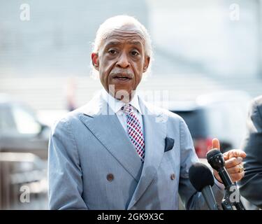 Washington, Usa. September 2021. Reverend Al Sharpton spricht im Capitol über die Gesetze zum Schutz der Stimmrechte. Kredit: SOPA Images Limited/Alamy Live Nachrichten Stockfoto