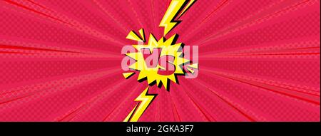 Superhelden mit halbtonem Hintergrund und Blitz. Rotes Comic-Design mit vs Buchstaben. Vektorgrafik Hintergrund Stock Vektor