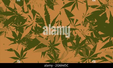 Ein abstraktes Hintergrundbild mit Cannabisblatt-Muster. Stockfoto