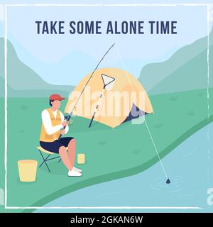 Camping und Angeln Social Media nach dem Mockup Stock Vektor