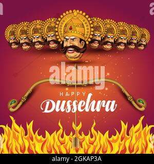 Happy Dussehra Festival von Indien. Von Lord Rama töten Ravana. vektor-Illustration Stock Vektor