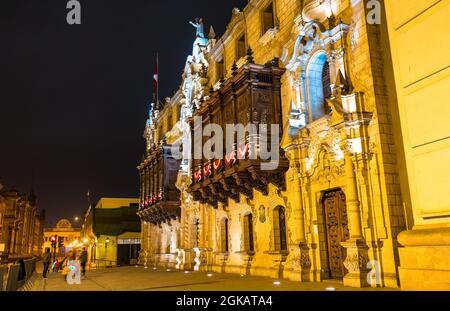 Erzbischöflicher Palast von Lima in Peru Stockfoto