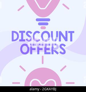 Konzeptionelle Bildunterschrift Rabattangebote. Betrag oder Prozentsatz des Geschäftsansatzes, der von der Zeichnung der Glühbirne für den normalen Verkaufspreis abgezogen wird Stockfoto