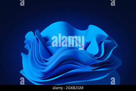 Abstrakt moderner minimalistischer Hintergrund mit gefaltetem Stoff, blauem Tuch Stockfoto