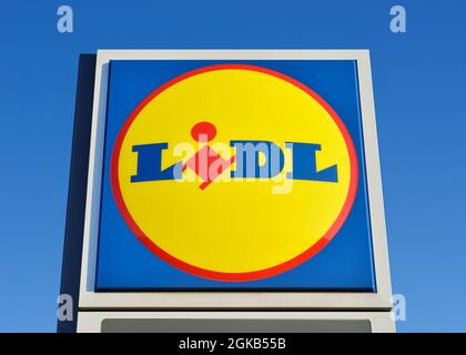 Lidl-Schild, Großbritannien Stockfoto