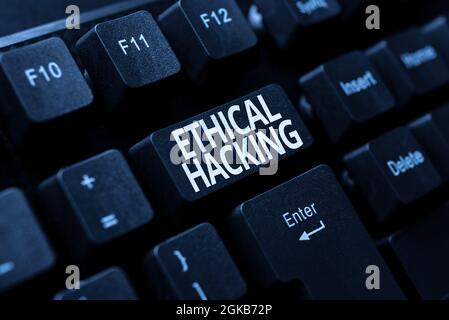Konzeptuelle Bildunterschrift ethisches Hacking. Business-Schaufenster Akt der Lokalisierung von Schwachstellen und Schwachstellen des Computers Senden neuer Nachrichten Online, Erstellen Stockfoto