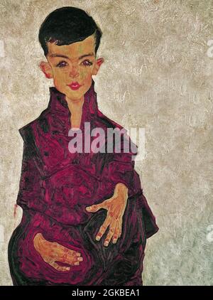 Vintage Egon Schiele Artwork Gemälde Stockfoto
