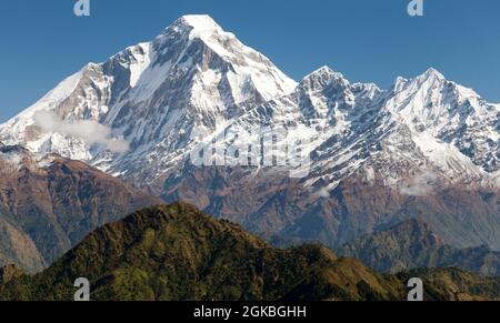 Blick auf Mount Dhaulagiri - Nepal Stockfoto