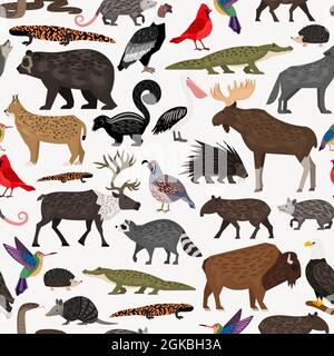 Nahtloses Muster mit Tieren aus Nordamerika Stock Vektor