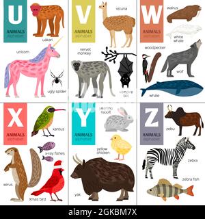 Alphabet Vektor-Design mit niedlichen Tieren Stock Vektor
