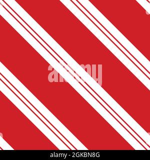 Candy Cane Weihnachten nahtlose Vektor-Muster. Traditioneller rot weiß gestreifter Hintergrund. Elegante diagonale Streifen im Hintergrund. Lineare geometrische Wiederholung für Stock Vektor