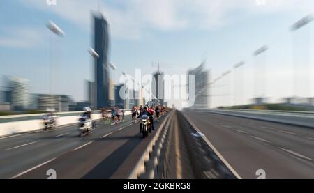 Dynamischer Zoom-Effekt beim Vienna City Marathon Stockfoto