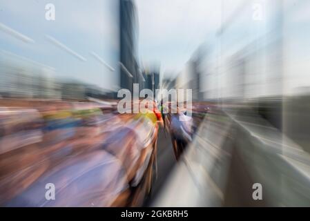 Dynamischer Zoom-Effekt beim Vienna City Marathon Stockfoto