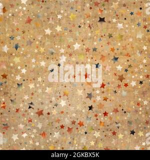 Nahtloses Muster aus Sternmotiv in aufwändigen Farben und Textur Stockfoto
