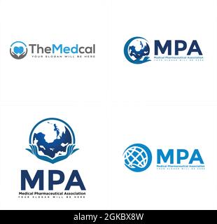 Medizinische Zahnarzt Vereinigung Welt Logo Design Stock Vektor