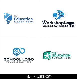 Bildung Gehirn Tech Glühbirne Innovation Logo Design Stock Vektor