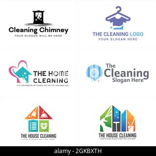 Reinigung Service Wartung Home Logo Design Stock Vektor