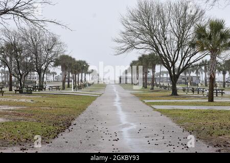 Myrtle Beach Ocean Lakes Family Campground an einem regnerischen Morgen Stockfoto