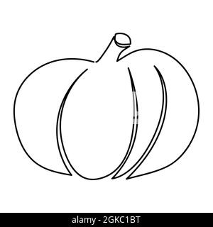 Kürbis-Symbol in schwarz linear ein continious Strich Stil isoliert auf weiß einfache flache Vektor-Illustration. Stock Vektor