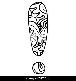 Zentangle stilisiertes Alphabet - Ausrufezeichen. Schwarz-weißer handgezeichneter Doodle. Ethnisches Muster. Afrikanisch, indisch, Totem, Design, adulte Anti-Stress colori Stock Vektor
