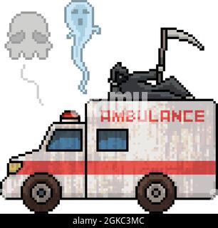 Pixel-Kunst des Ambulanztodesgeistes Stock Vektor