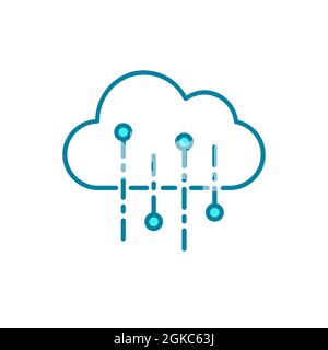 Symbol für die Cloud-API-Zeile. Schnittstelle zur Anwendungsprogrammierung. Einfache und sichere Software für den Datenaustausch. Integration von Benutzeranwendungen. Intermediary-Programm Stock Vektor