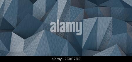 3D-Rendering eines blauen, eisarmen Poly-Hintergrunds mit unterschiedlichen geometrischen Formen Stockfoto