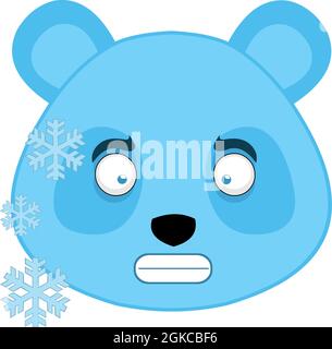 Vector Emoticon Illustration des Gesichts eines Cartoon Panda Bär gefroren mit Frost Stock Vektor