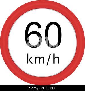 Vektor-Illustration Verkehrszeichen der maximalen Geschwindigkeit 60 Kilometer pro Stunde Stock Vektor