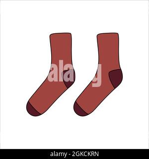 Doodle Socken im Set-Design. Winter Vektor bunte Illustration isoliert auf weißem Hintergrund. Stock Vektor