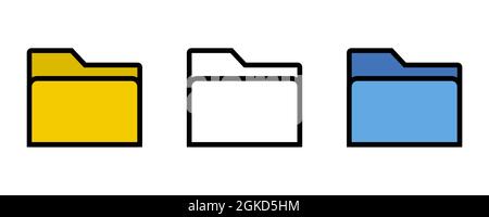 Eine Reihe von Computerordnern in verschiedenen Farben. Windillustration auf weißem Hintergrund. Stock Vektor