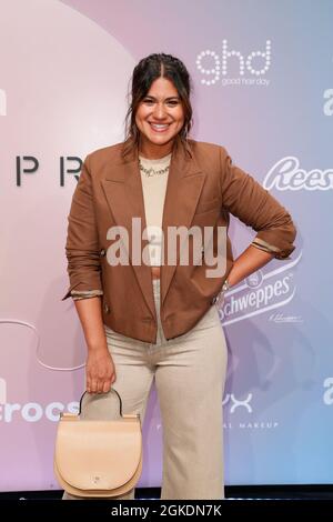 Berlin, Deutschland. September 2021. Stephanie Brungs kommt zur Esprit Show im Kraftwerk. About You, die Re-Fashion Week, ist seit 2021 Teil der Berlin Fashion Week. About You Fashion Week läuft vom 11. Bis 15. September 2021. Quelle: Gerald Matzka/dpa/Alamy Live News Stockfoto