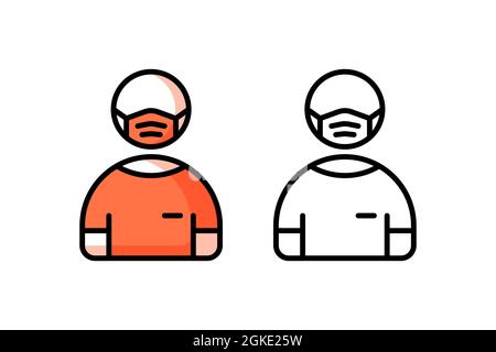 Menschen Symbol trägt Gesichtsmaske. Symbole für persönliche Schutzausrüstung Stockfoto