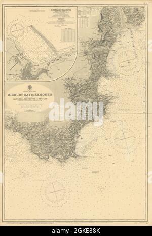 South Devon Coast Salcombe Dartmouth Torbay ADMIRALTY Seekarte 1891 (1948) Karte Stockfoto